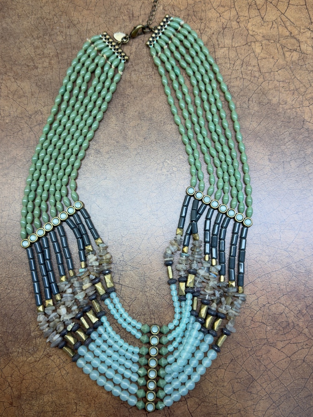 Lia Sophia Multi-Strand Green Beaded Statement Necklace - Brand